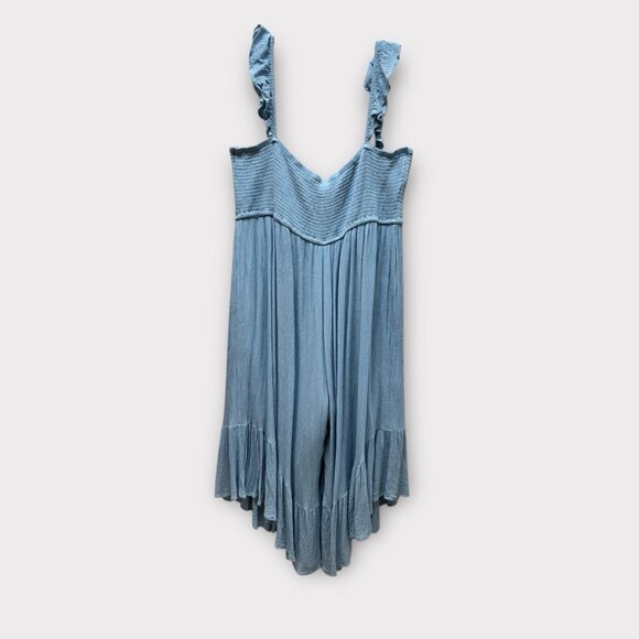 Sweet‎ Lovely By Jen Womans 3XL Light Blue Romper Wide Leg Vacay Resort Smocked - Picture 3 of 10